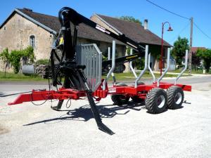 Remorque forestière avec grue MP115 HOMOLOGUEE ROUTE 25km/h